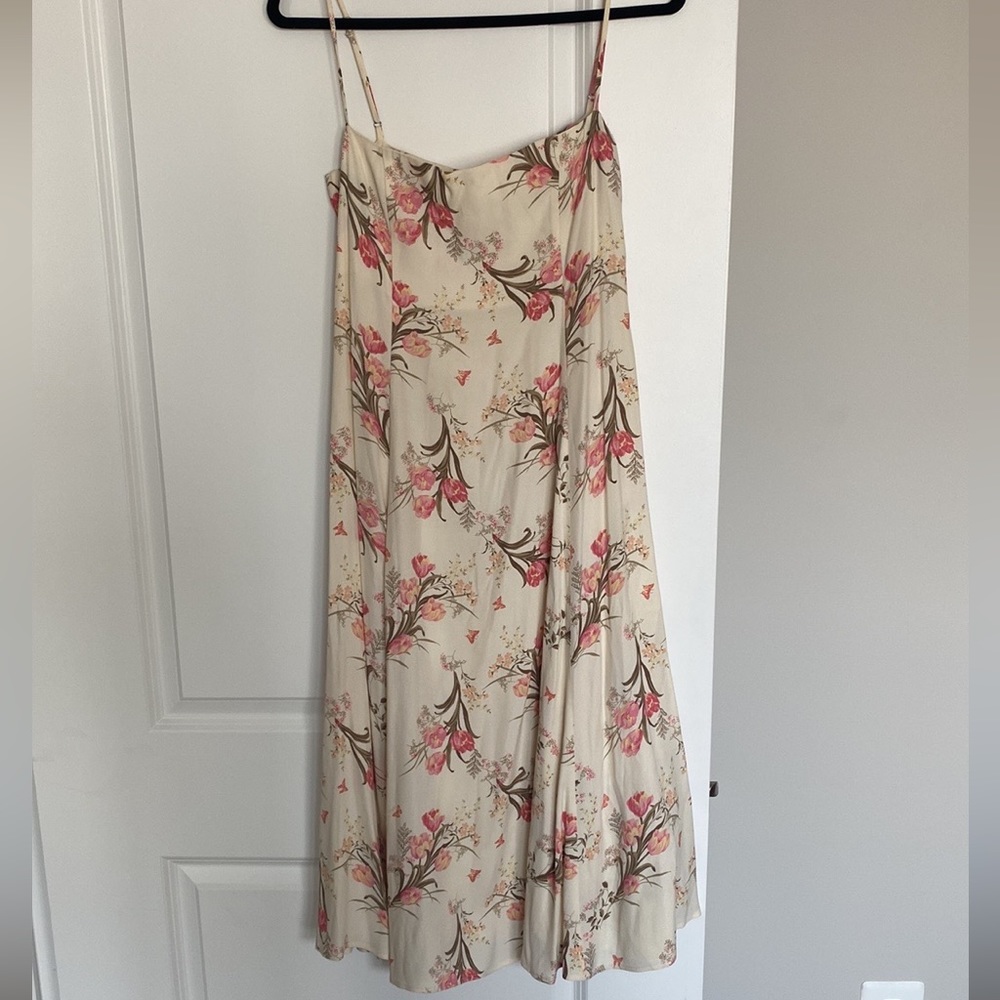 Reformation Cream Floral Midi Dress Size 6
